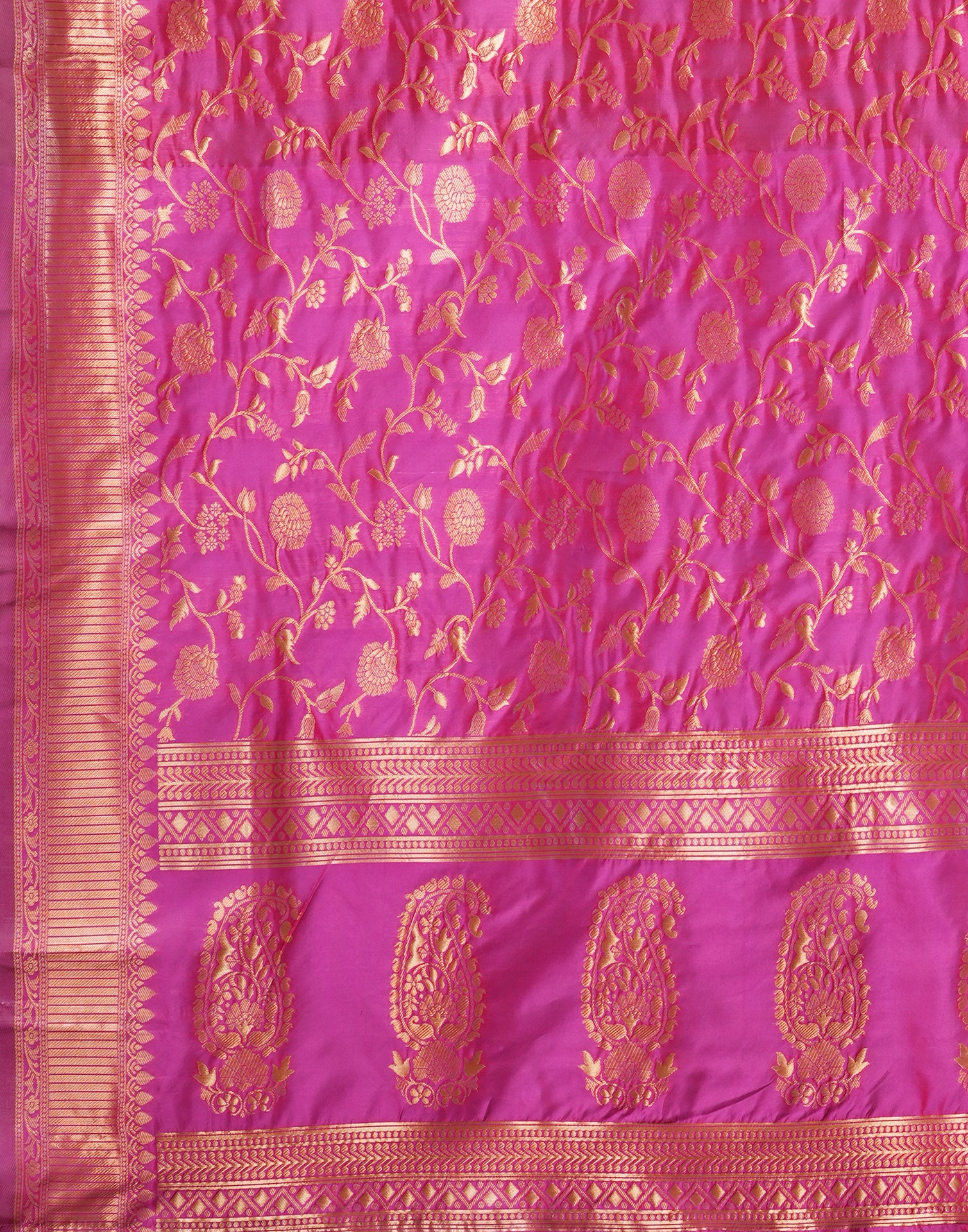 Rani Pink Silk Plain Saree