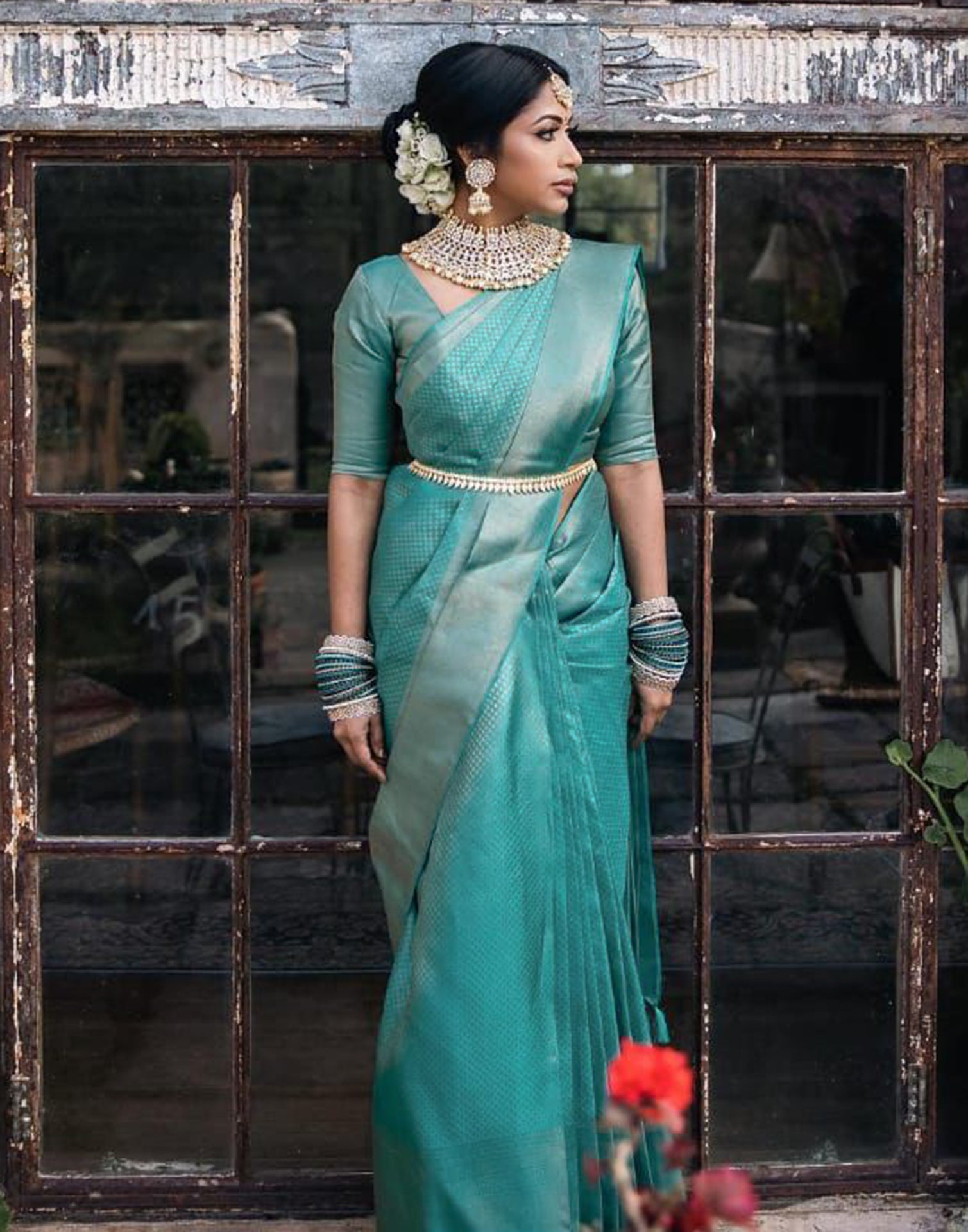 Sky Blue Silk Plain Saree