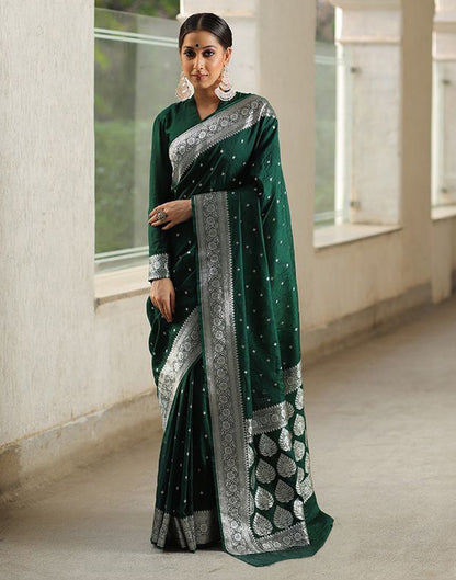 Dark Green Silk Banarasi Saree