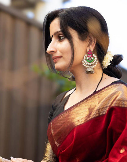 Red Cotton Plain Saree