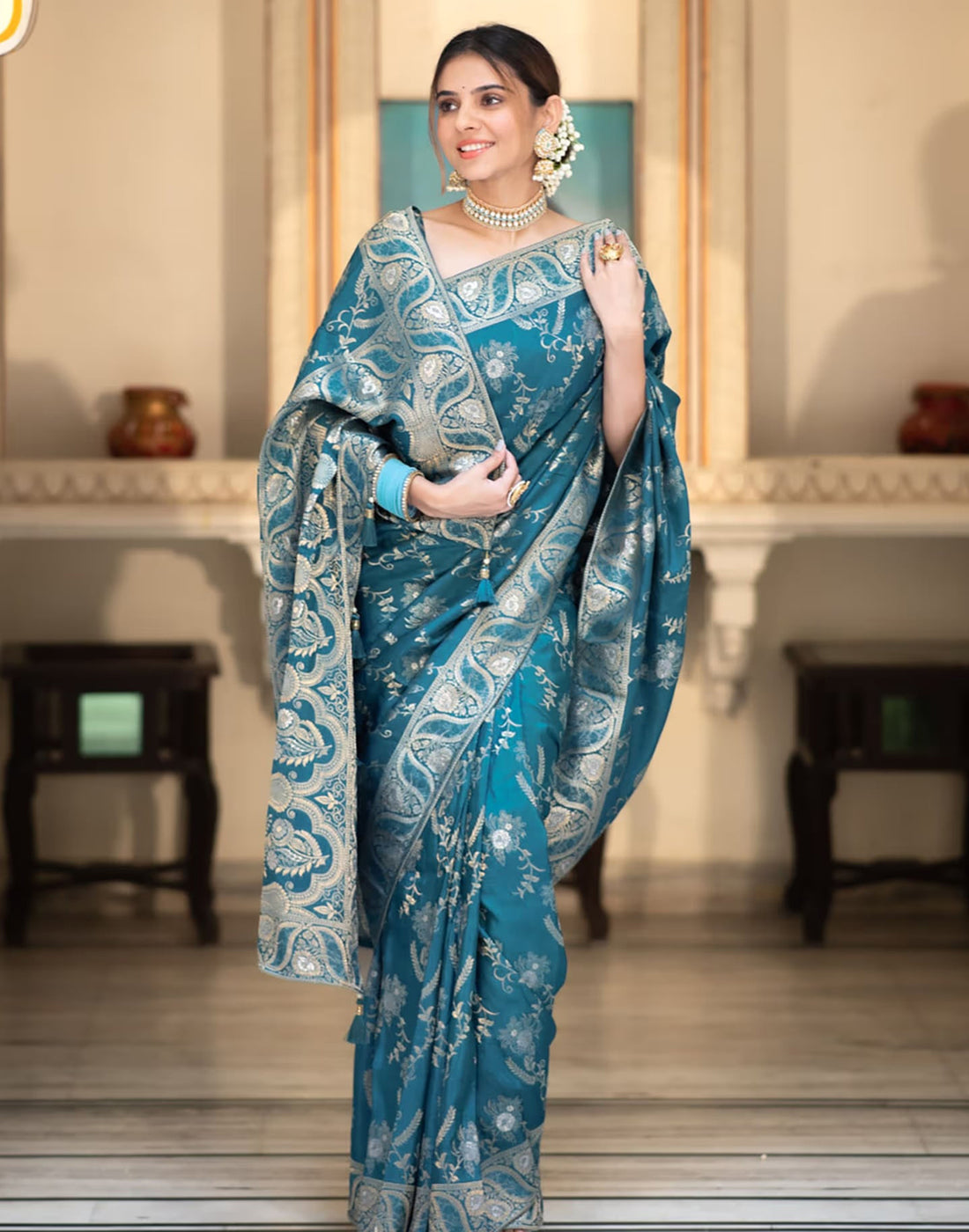 Blue Silk Plain Saree