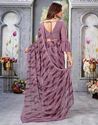 Dusty Purple Georgette Printed Saree