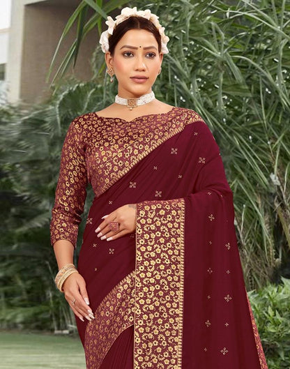 Maroon Silk Plain Saree