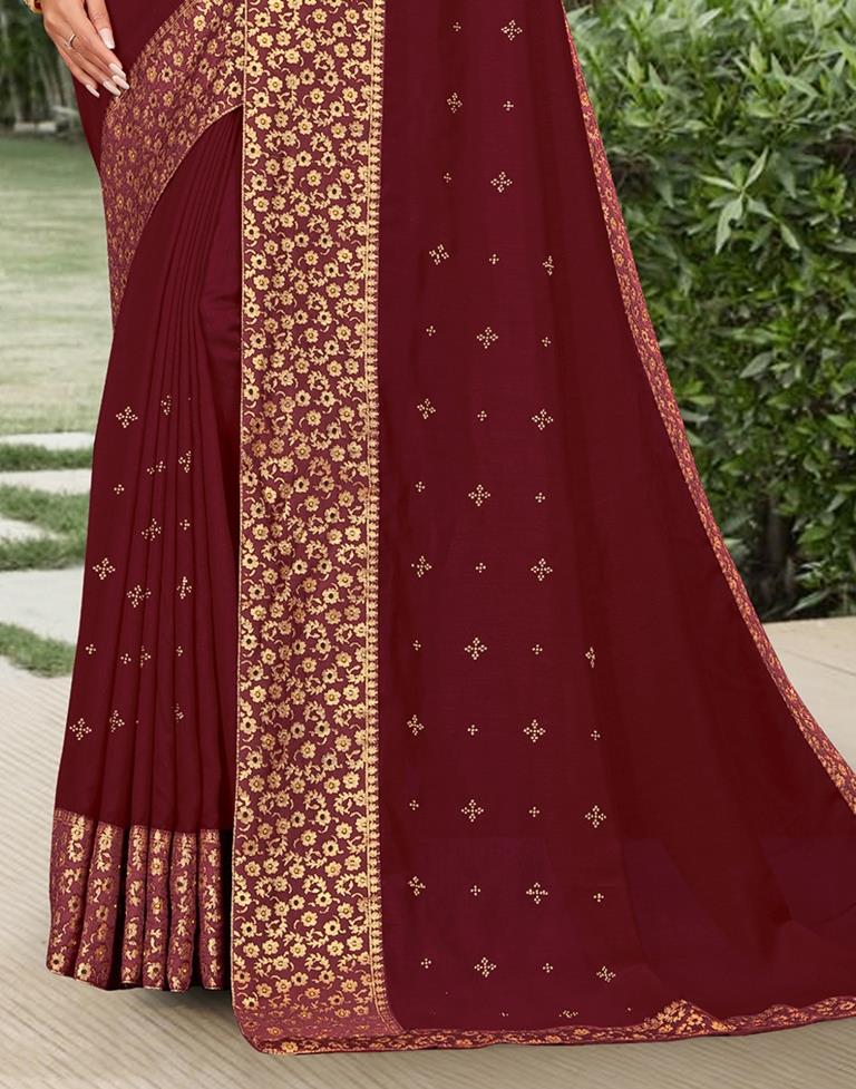 Maroon Silk Plain Saree