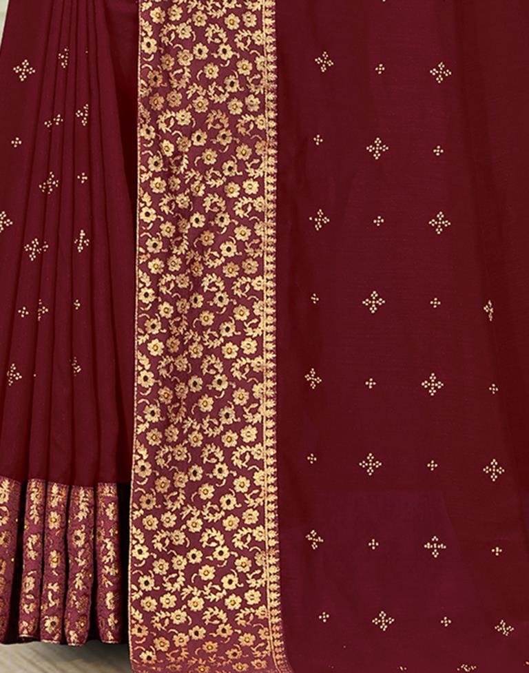 Maroon Silk Plain Saree