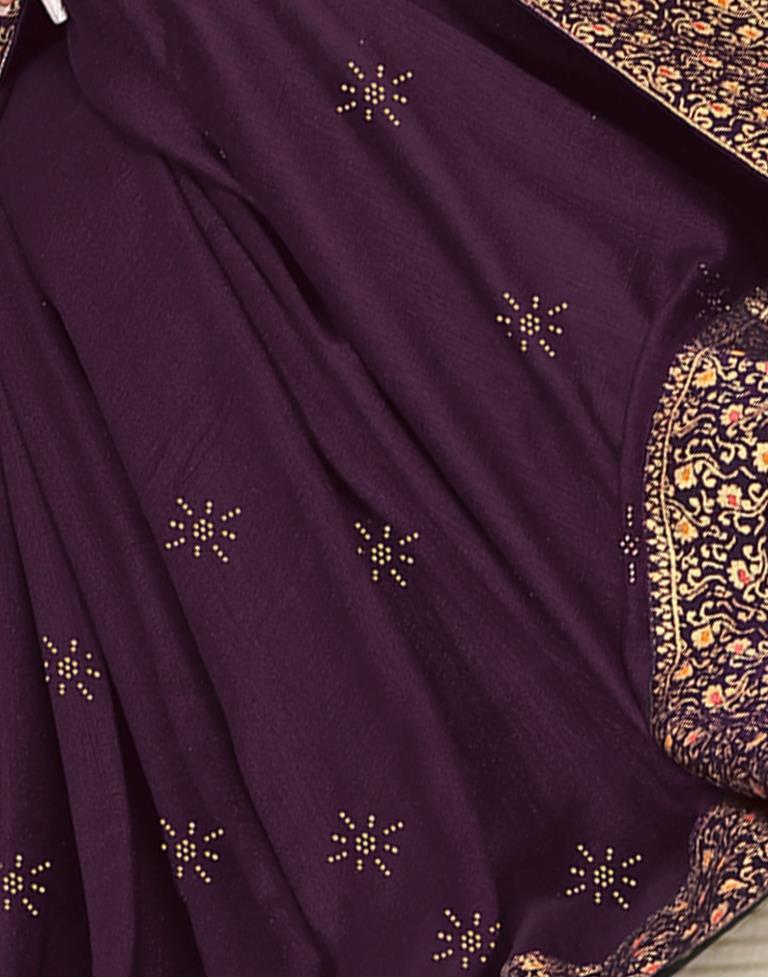 Wine Silk Plain Saree