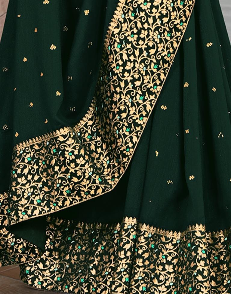 Dark Green Silk Plain Saree