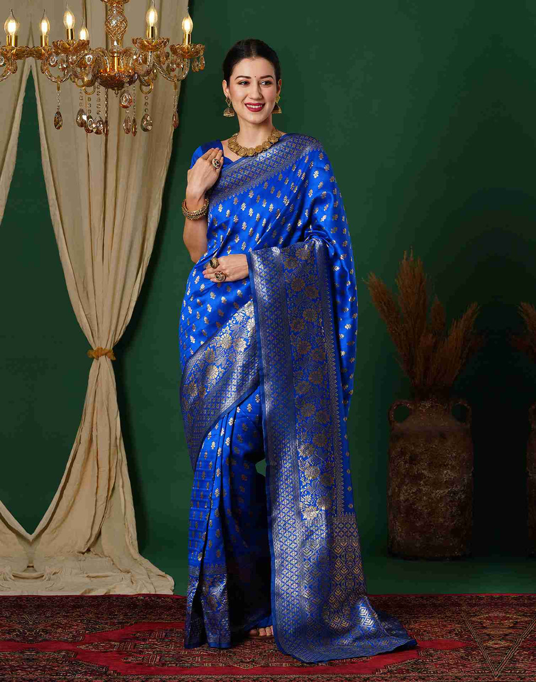 Royal Blue Silk Woven Banarasi Saree
