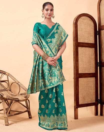 Turquoies Banarasi Silk Saree