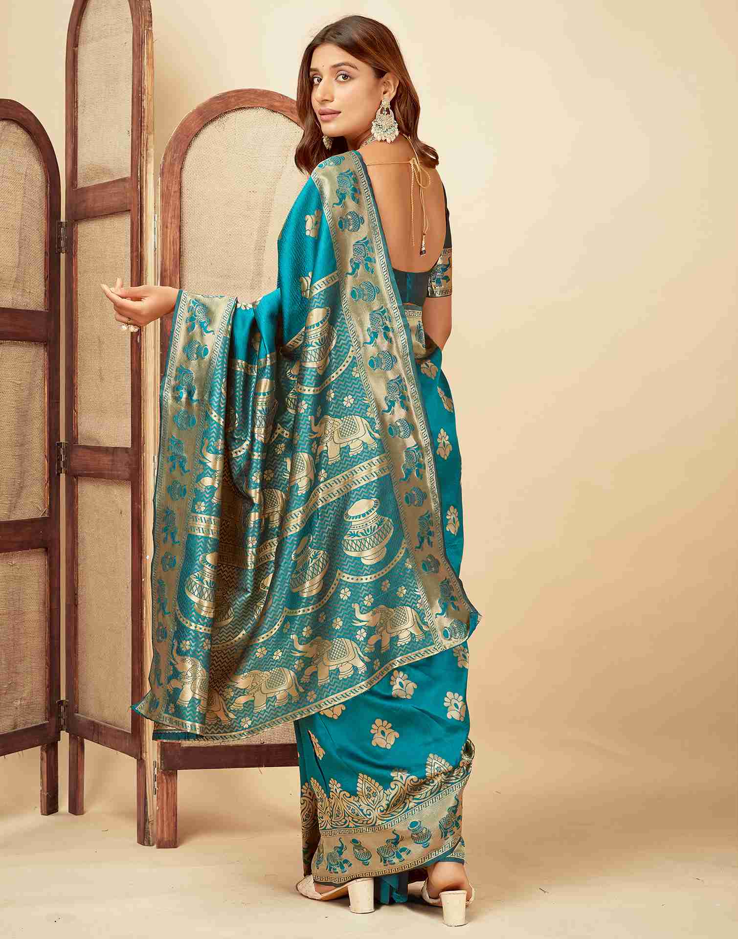 Turquoies Banarasi Silk Saree