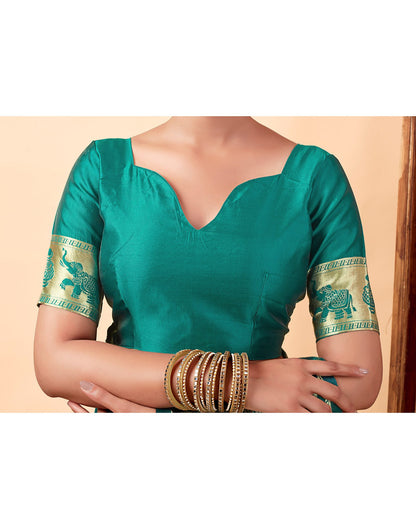 Turquoies Banarasi Silk Saree