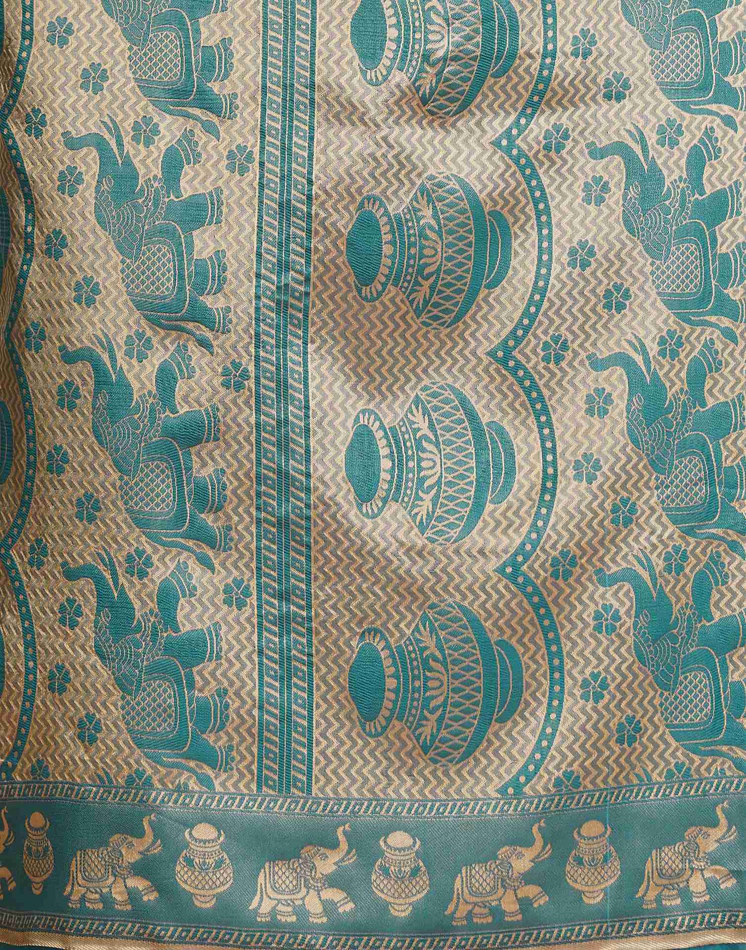 Turquoies Banarasi Silk Saree