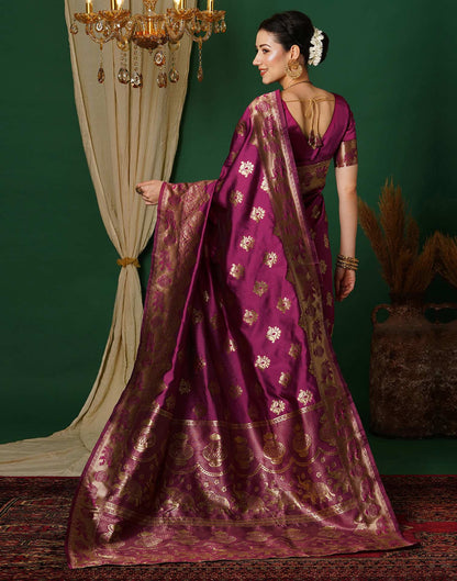 Wine Banarasi Silk Saree