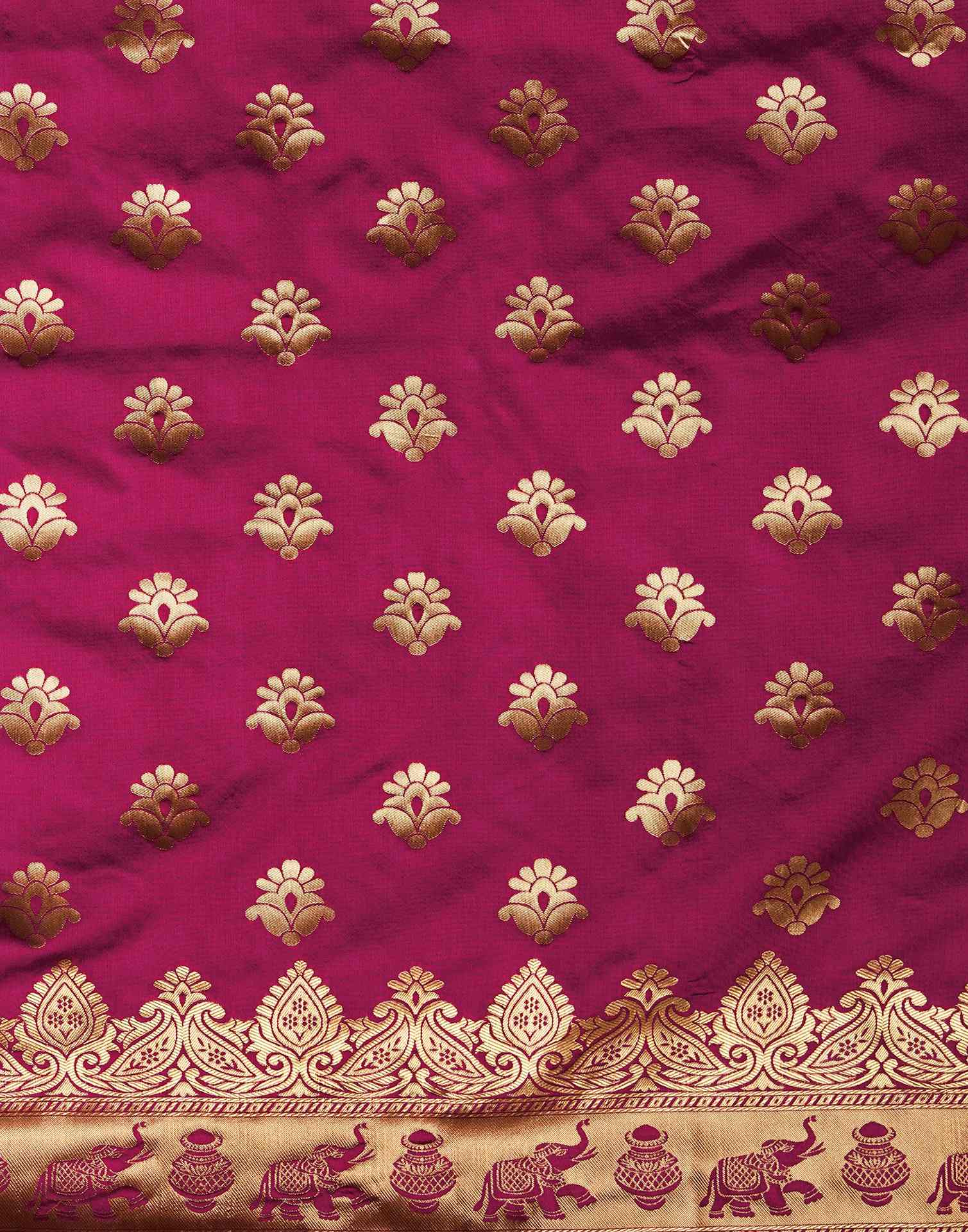 Wine Banarasi Silk Saree