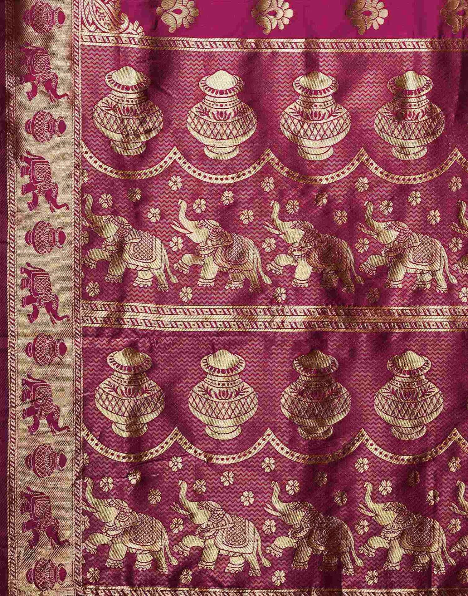 Wine Banarasi Silk Saree