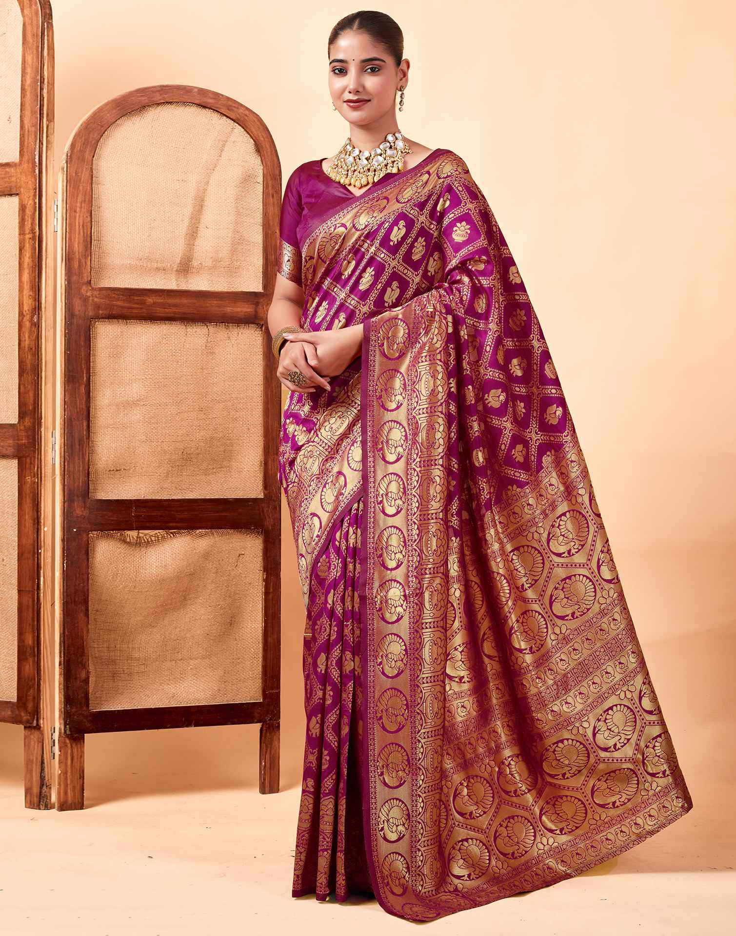 Rani Pink Banarasi Silk Saree