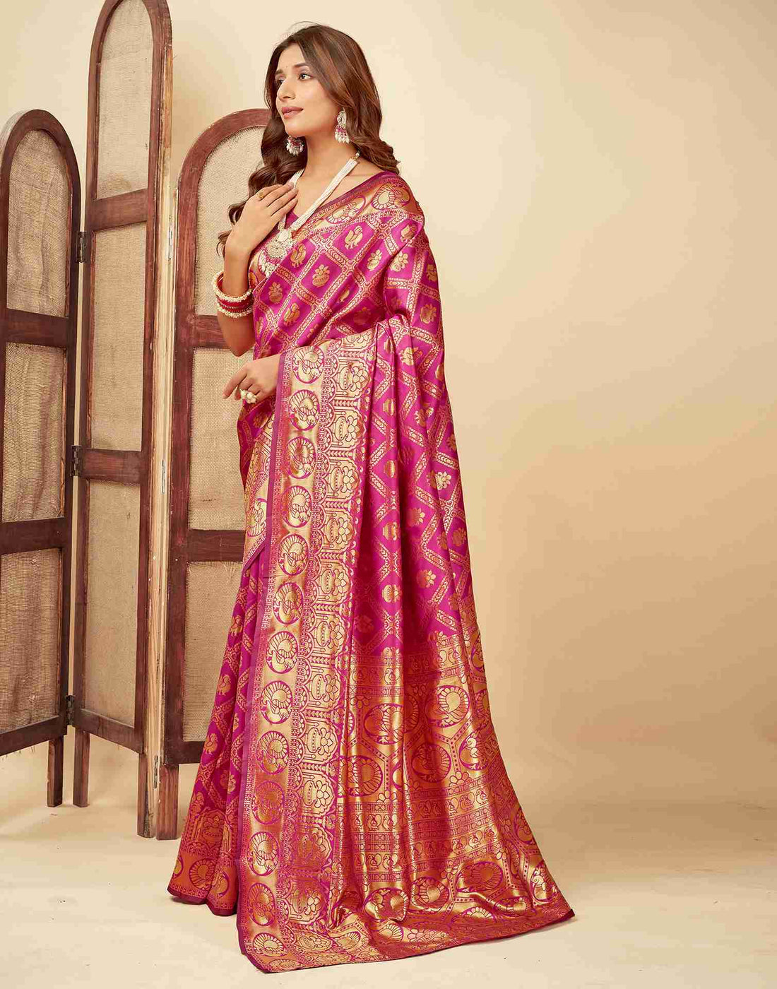 Rani Pink Banarasi Silk Saree