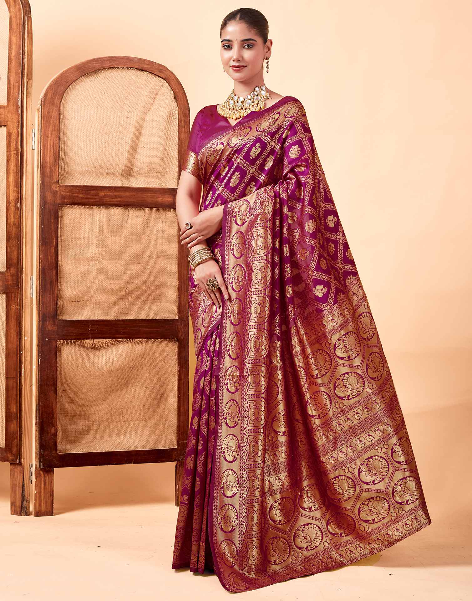 Rani Pink Banarasi Silk Saree