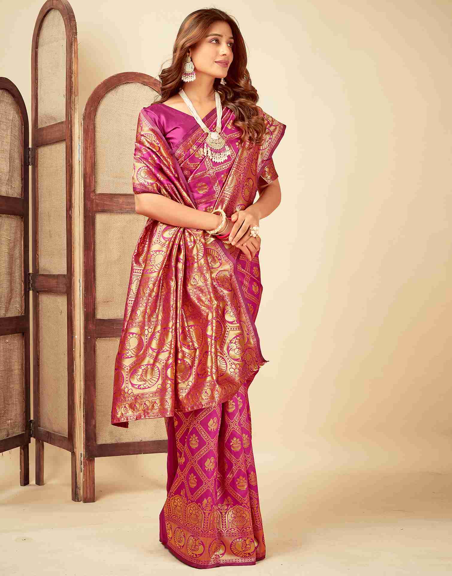 Rani Pink Banarasi Silk Saree