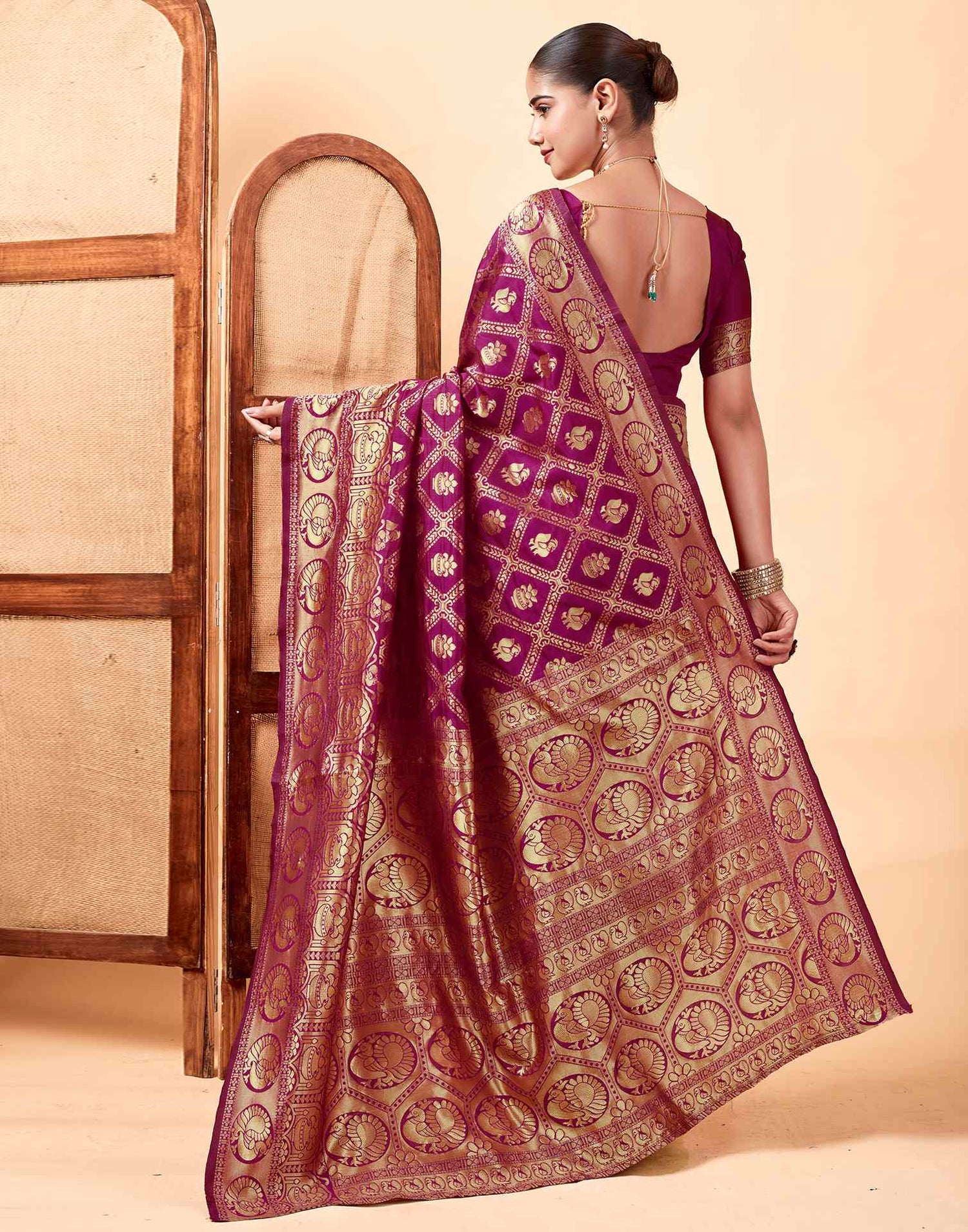 Rani Pink Banarasi Silk Saree