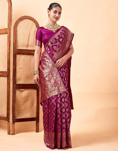 Rani Pink Banarasi Silk Saree