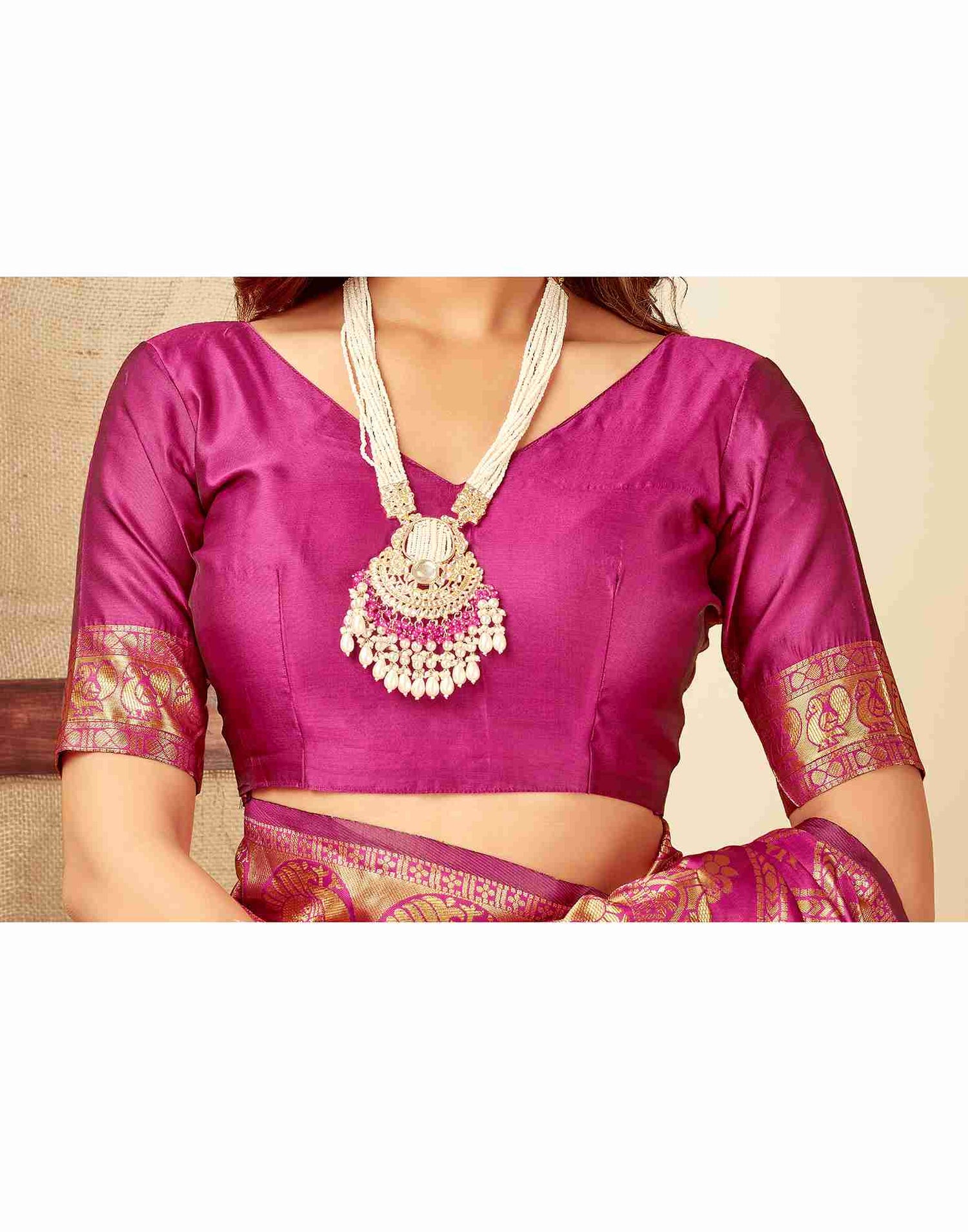 Rani Pink Banarasi Silk Saree