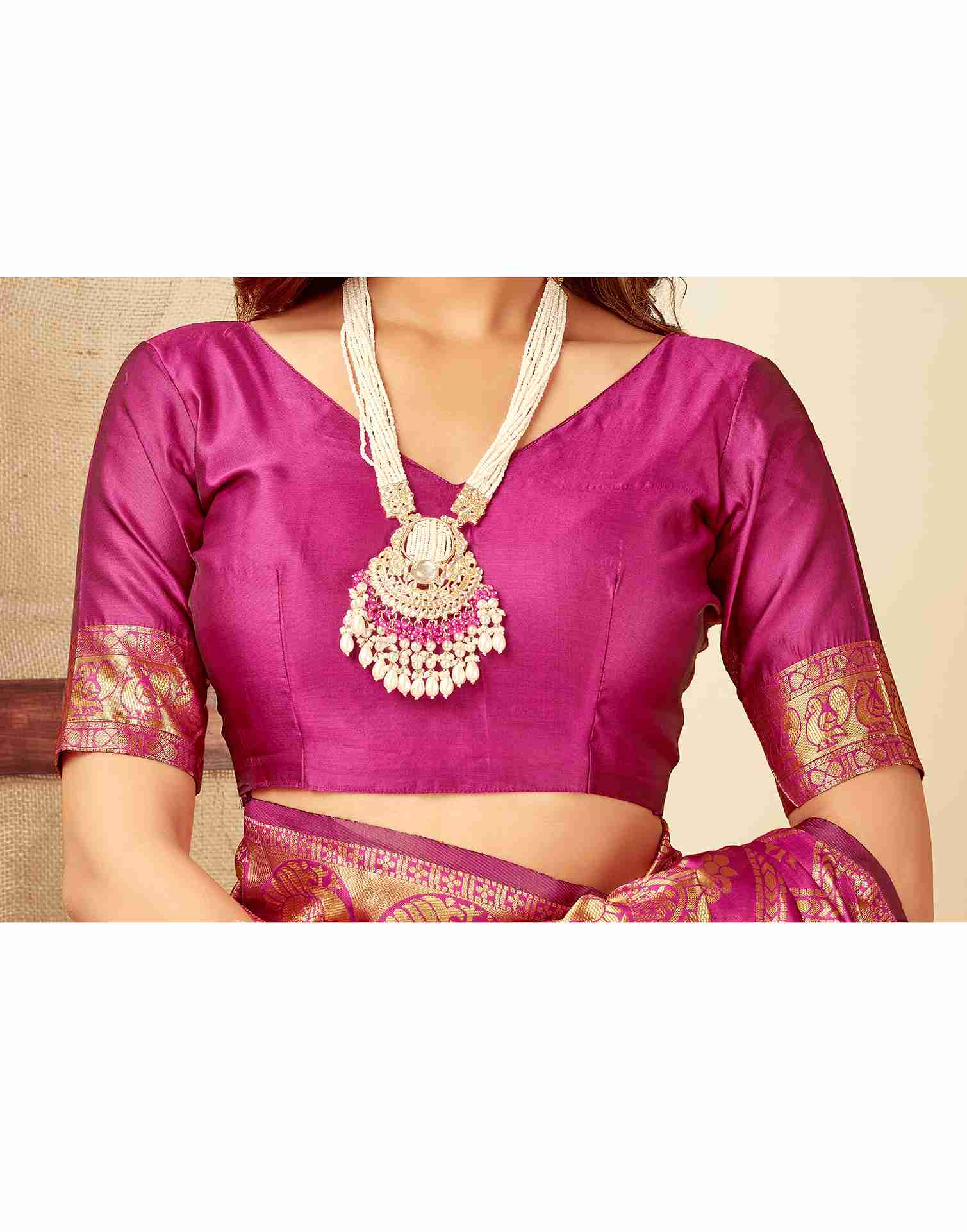 Rani Pink Banarasi Silk Saree