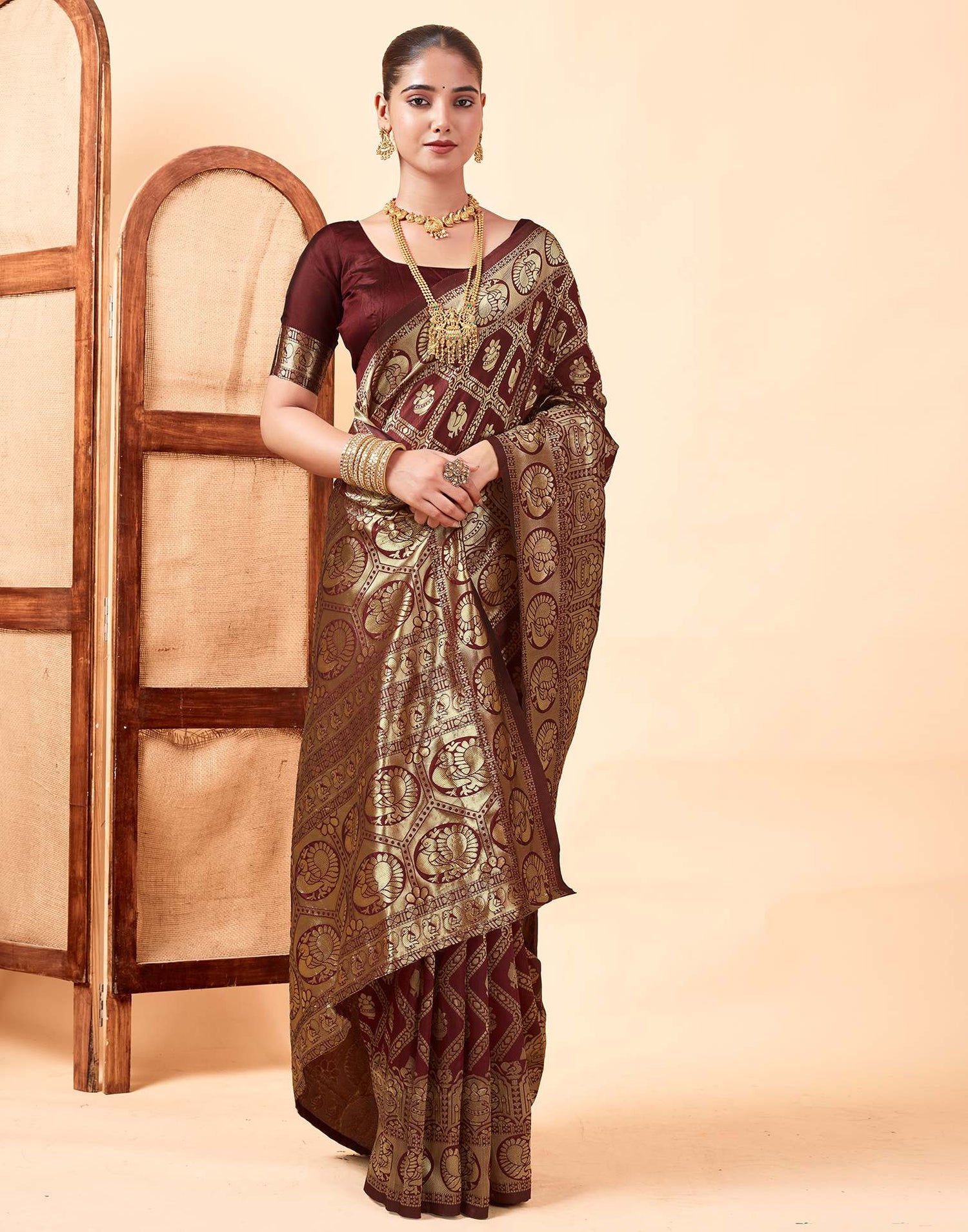 Maroon Banarasi Silk Saree