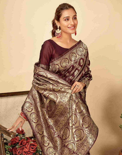 Maroon Banarasi Silk Saree