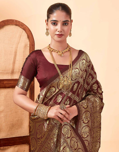 Maroon Banarasi Silk Saree