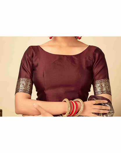 Maroon Banarasi Silk Saree