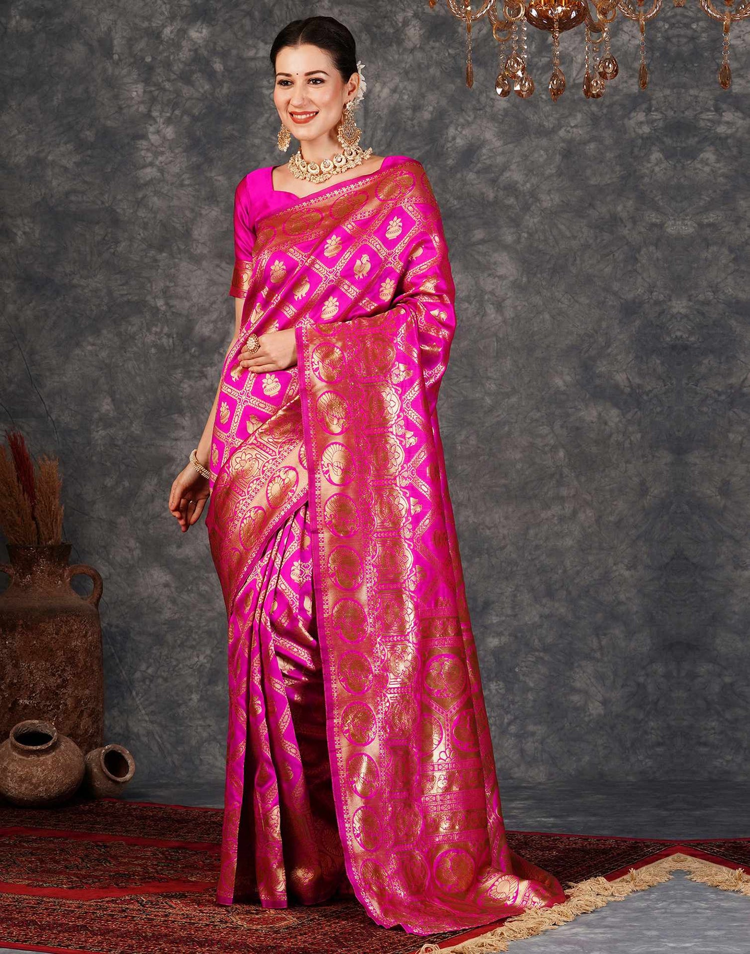 Pink Banarasi Silk Saree