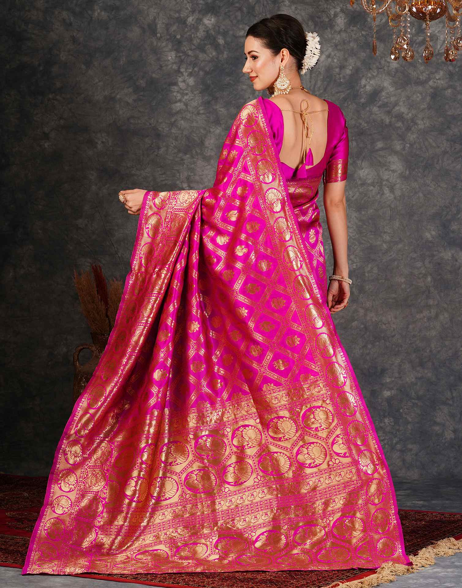 Pink Banarasi Silk Saree