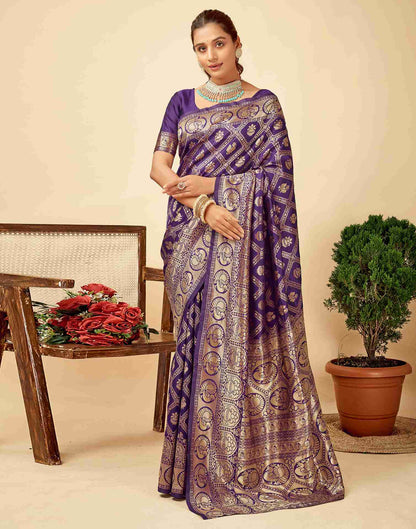 Wine Banarasi Silk Saree