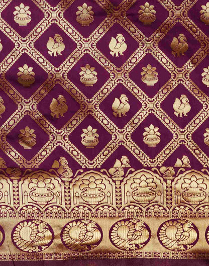 Wine Banarasi Silk Saree