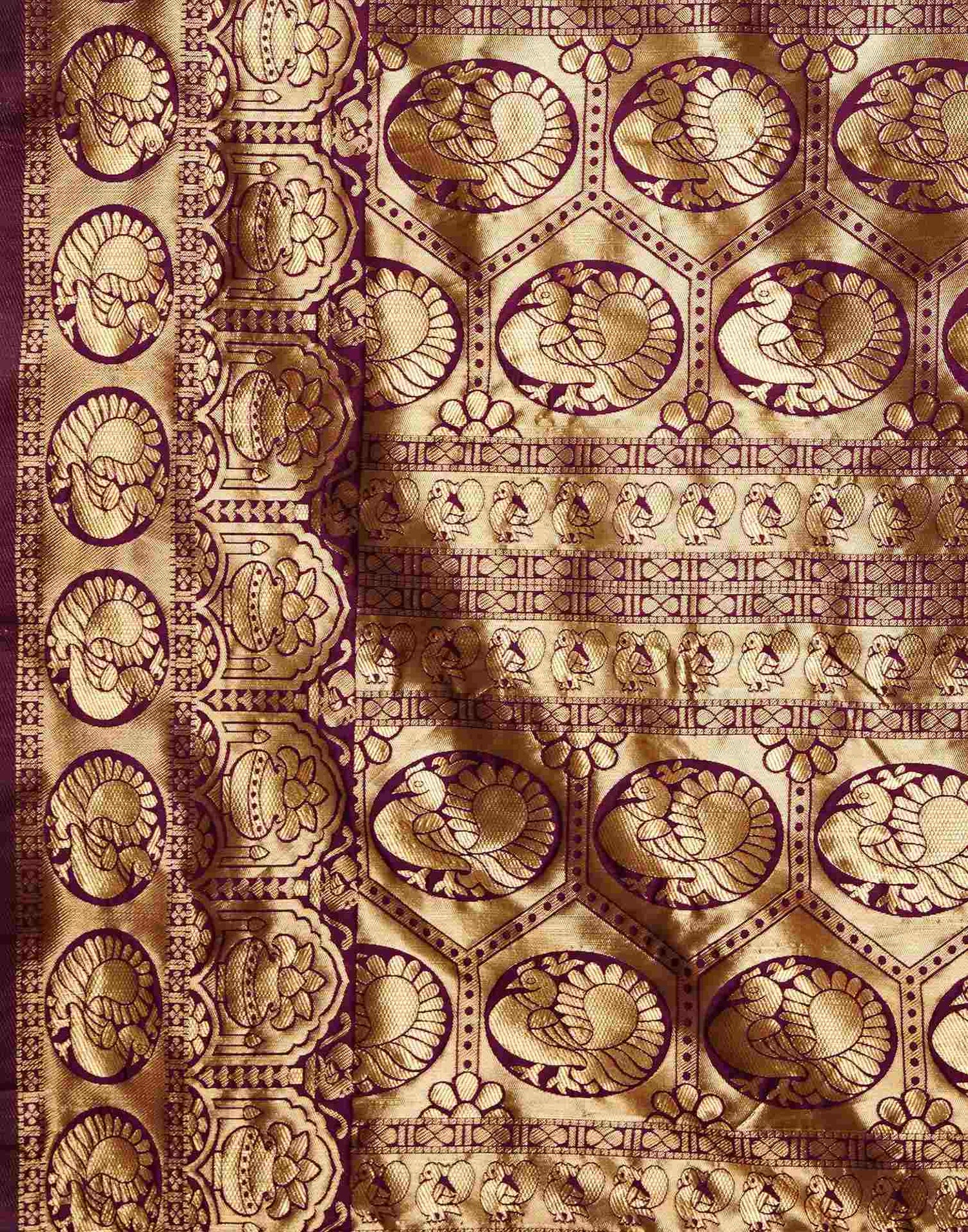 Wine Banarasi Silk Saree