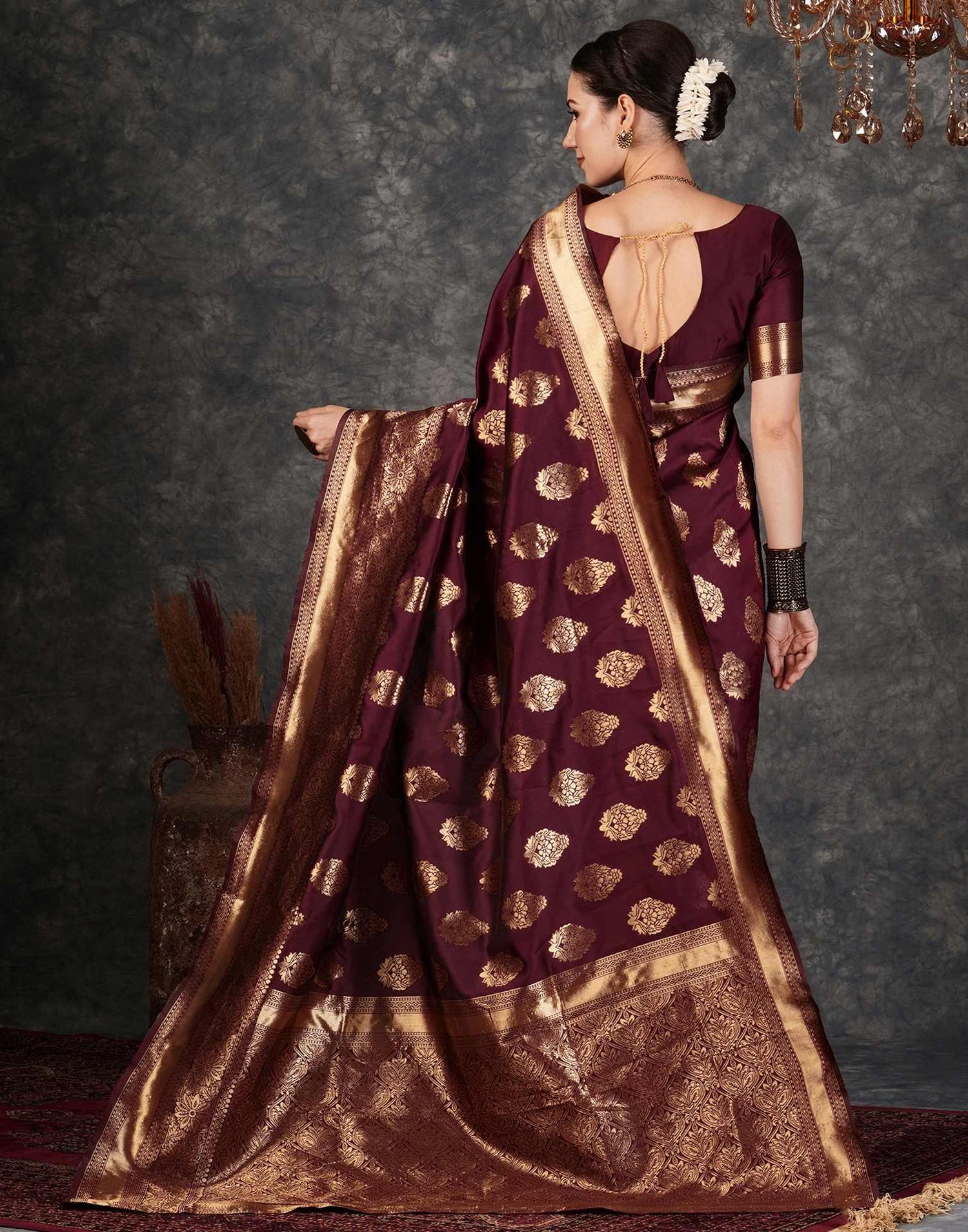 Maroon Banarasi Silk Saree