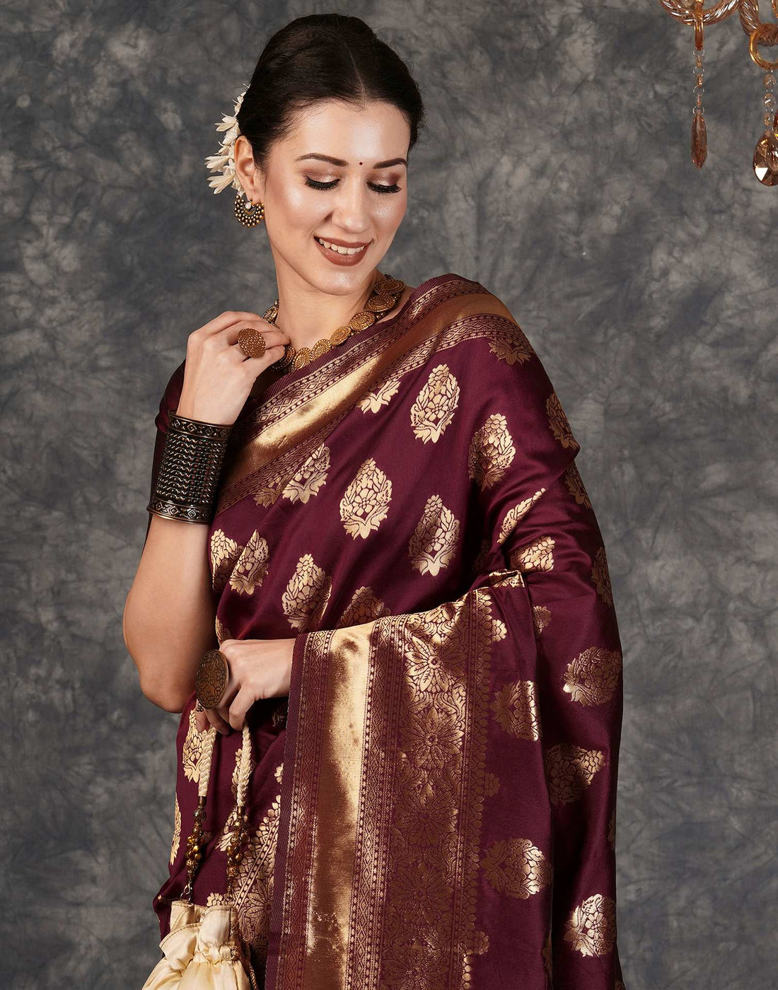 Maroon Banarasi Silk Saree