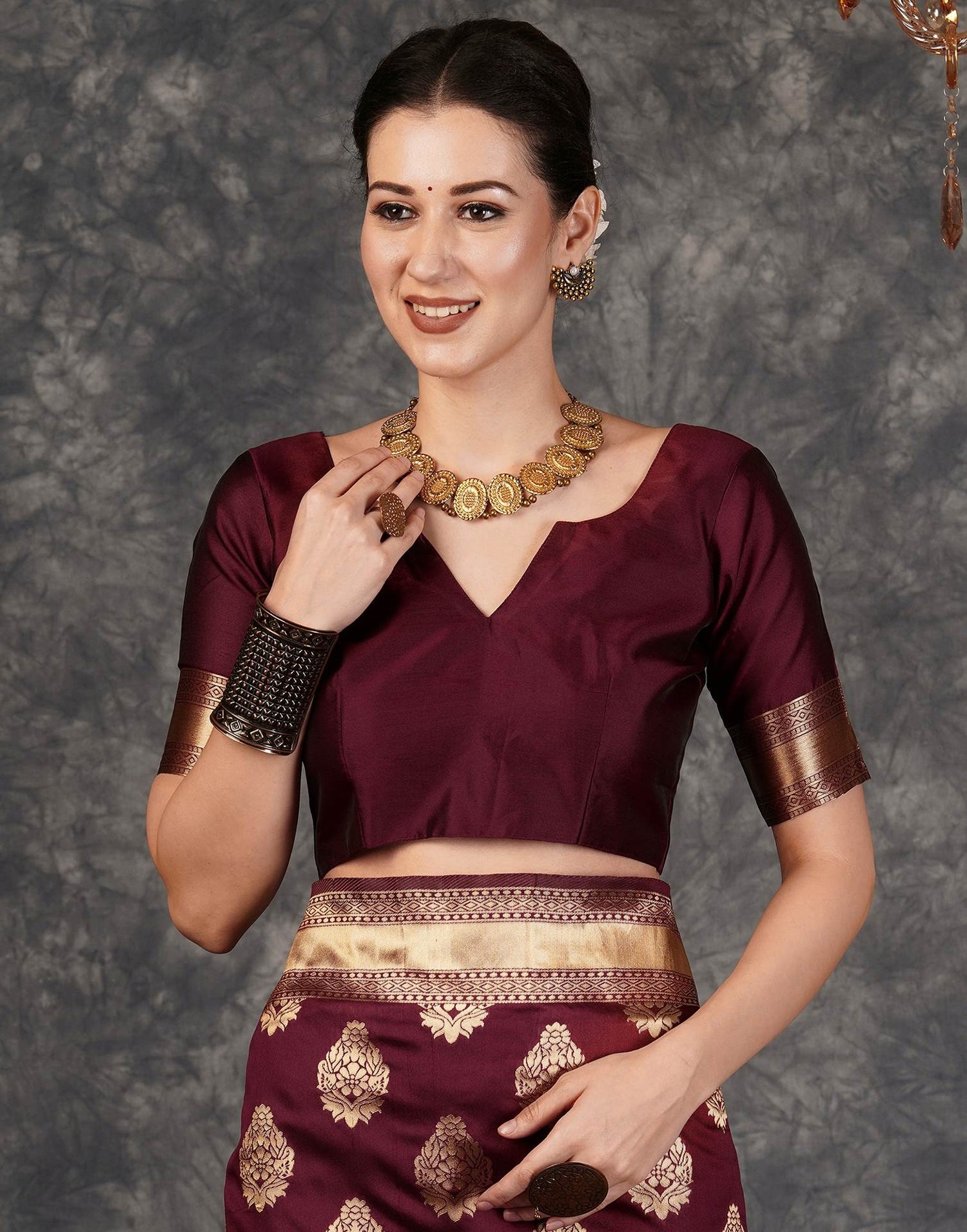 Maroon Banarasi Silk Saree