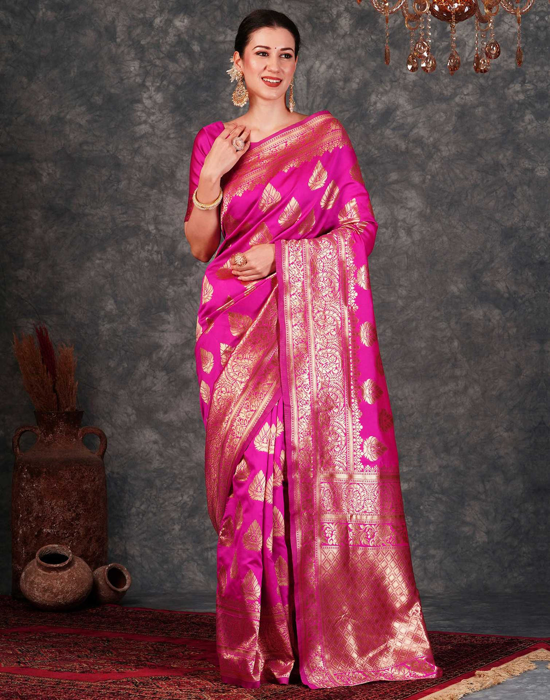 Pink Banarasi Silk Saree