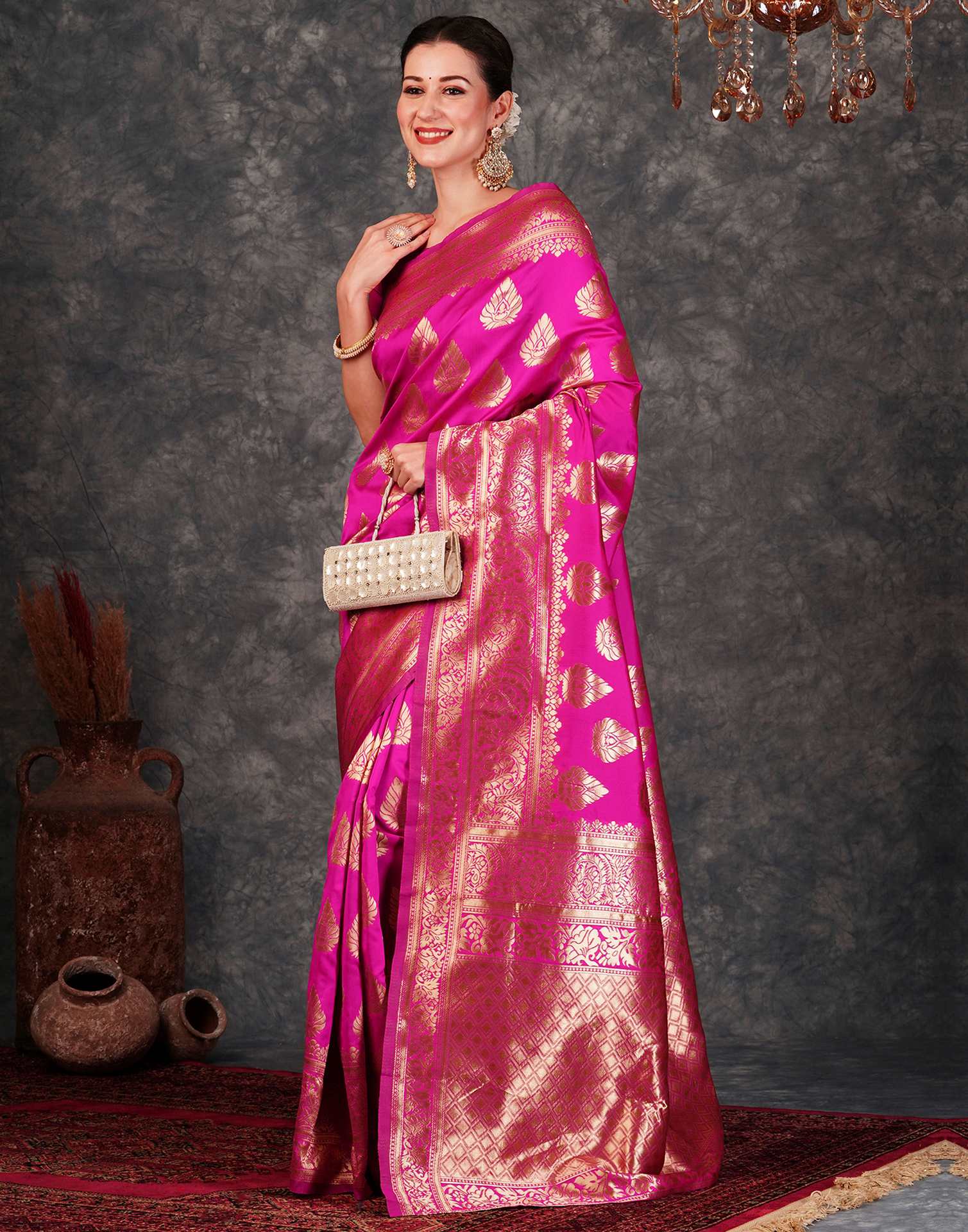 Pink Banarasi Silk Saree