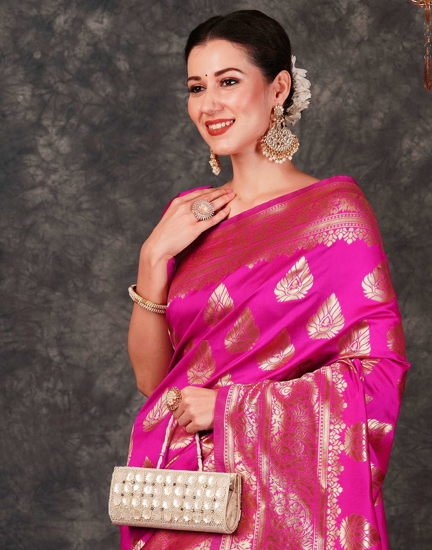 Pink Banarasi Silk Saree