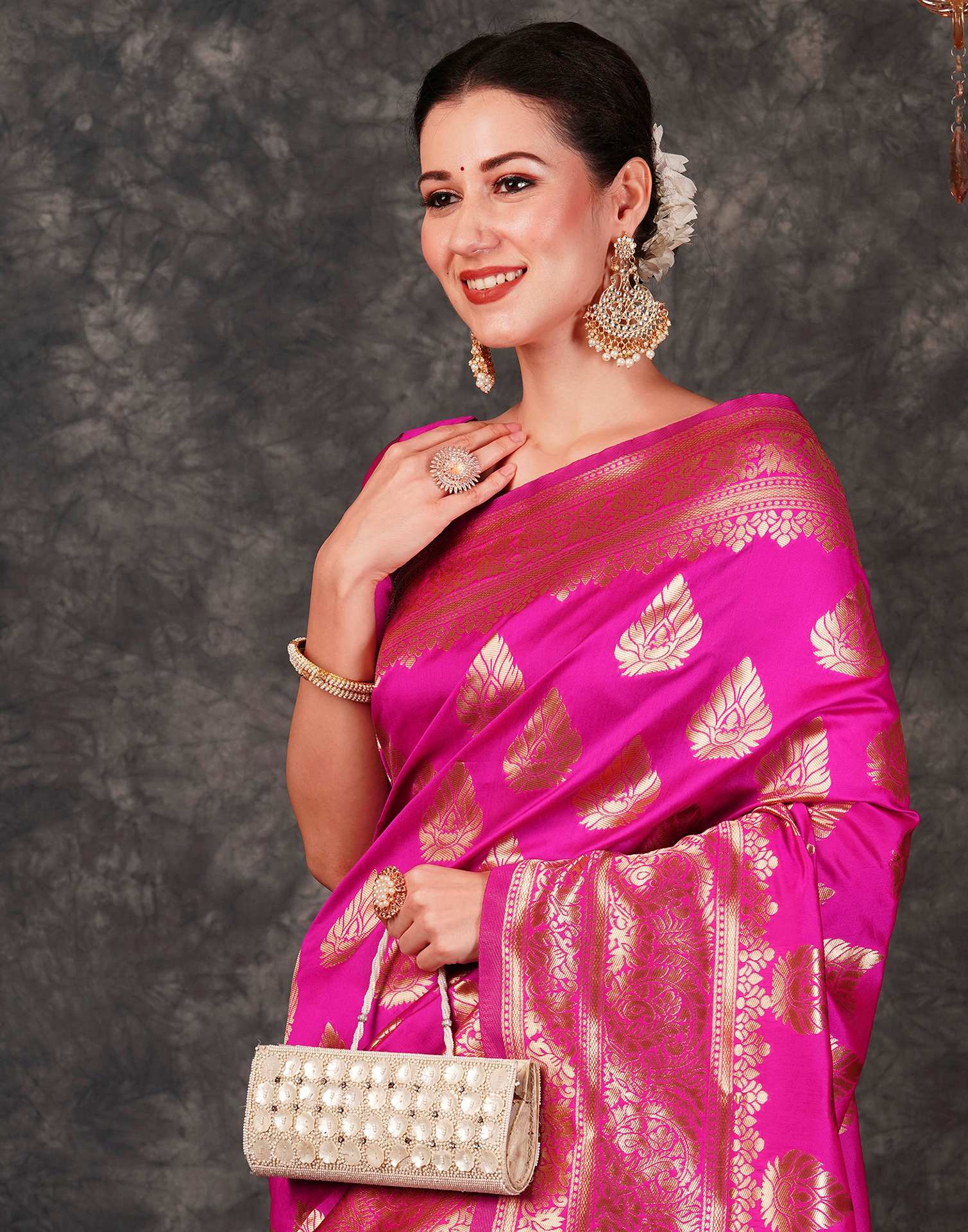 Pink Banarasi Silk Saree