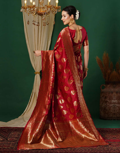 Red Jacquard Banarasi Silk Saree