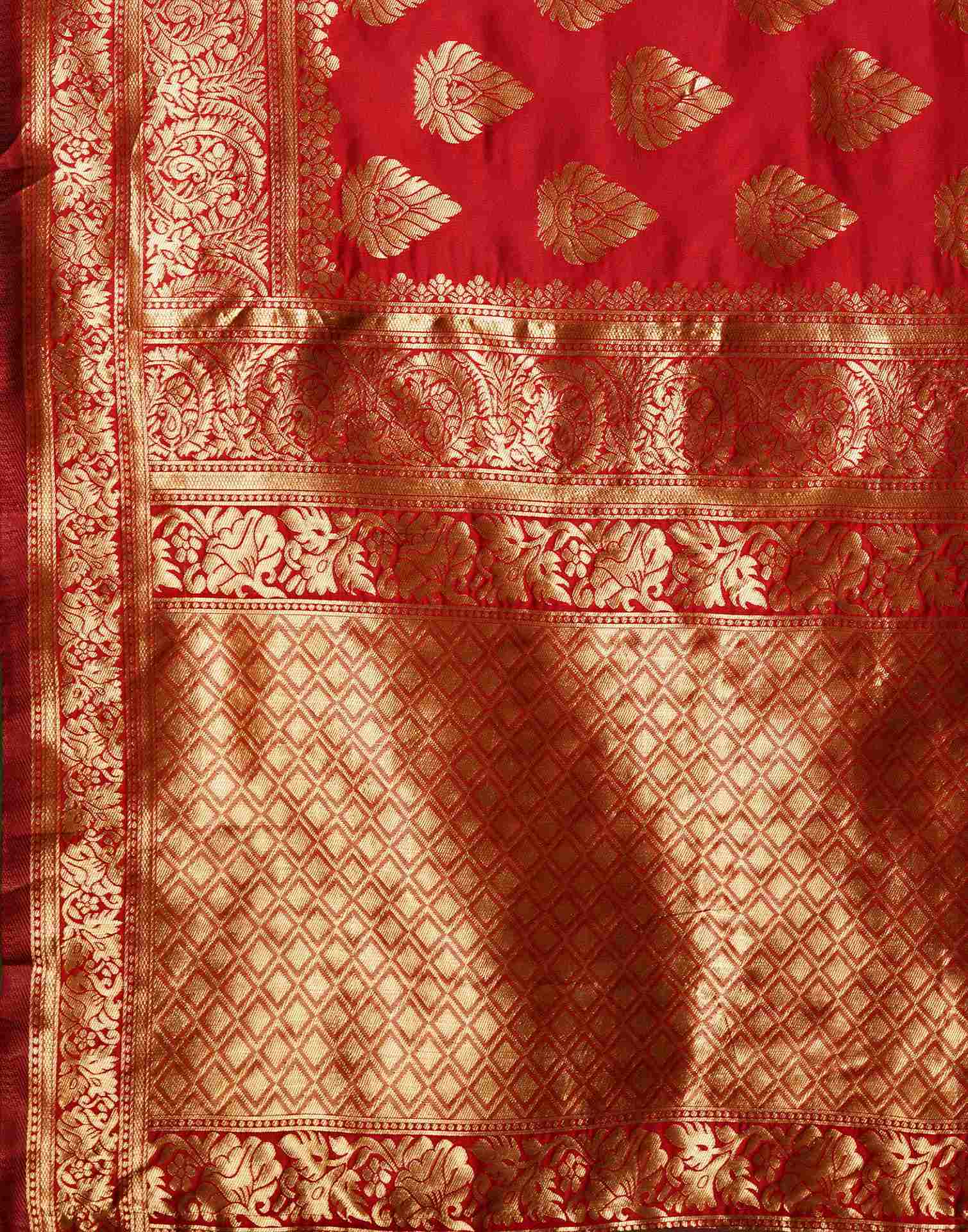 Red Jacquard Banarasi Silk Saree