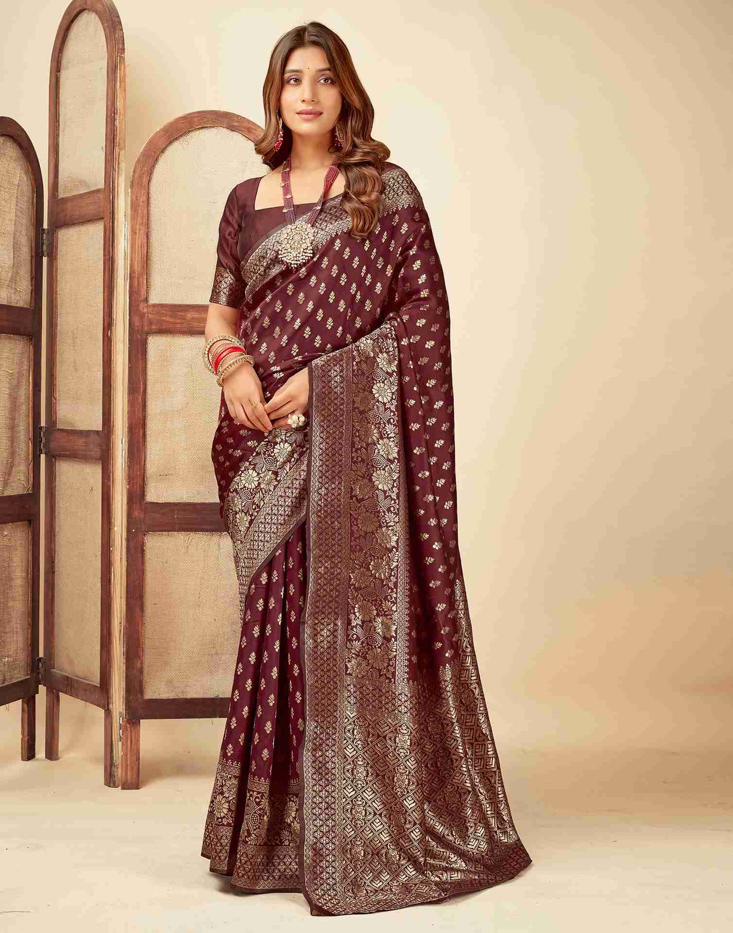 Maroon Banarasi Silk Saree