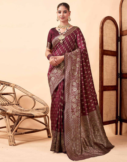 Maroon Banarasi Silk Saree