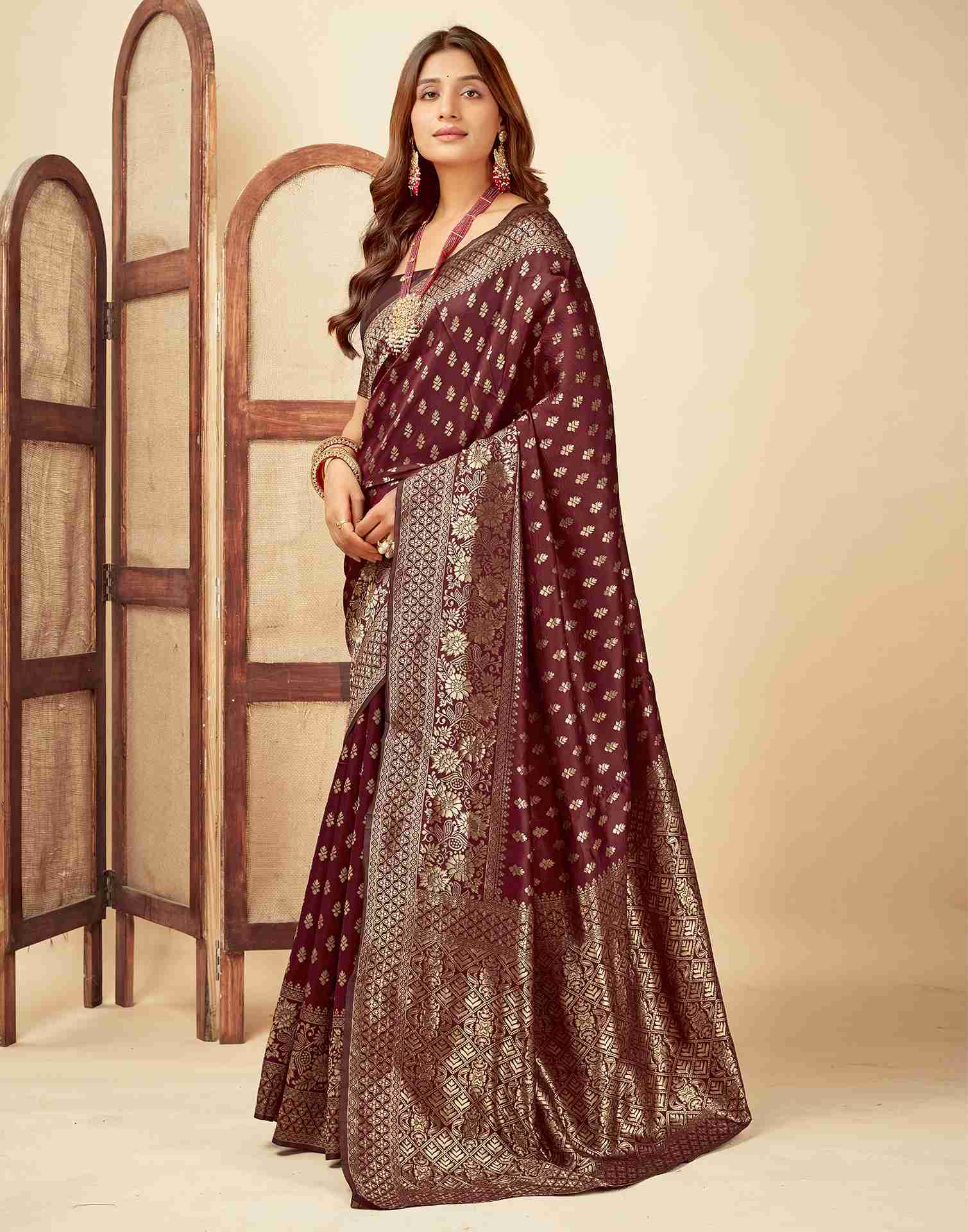 Maroon Banarasi Silk Saree