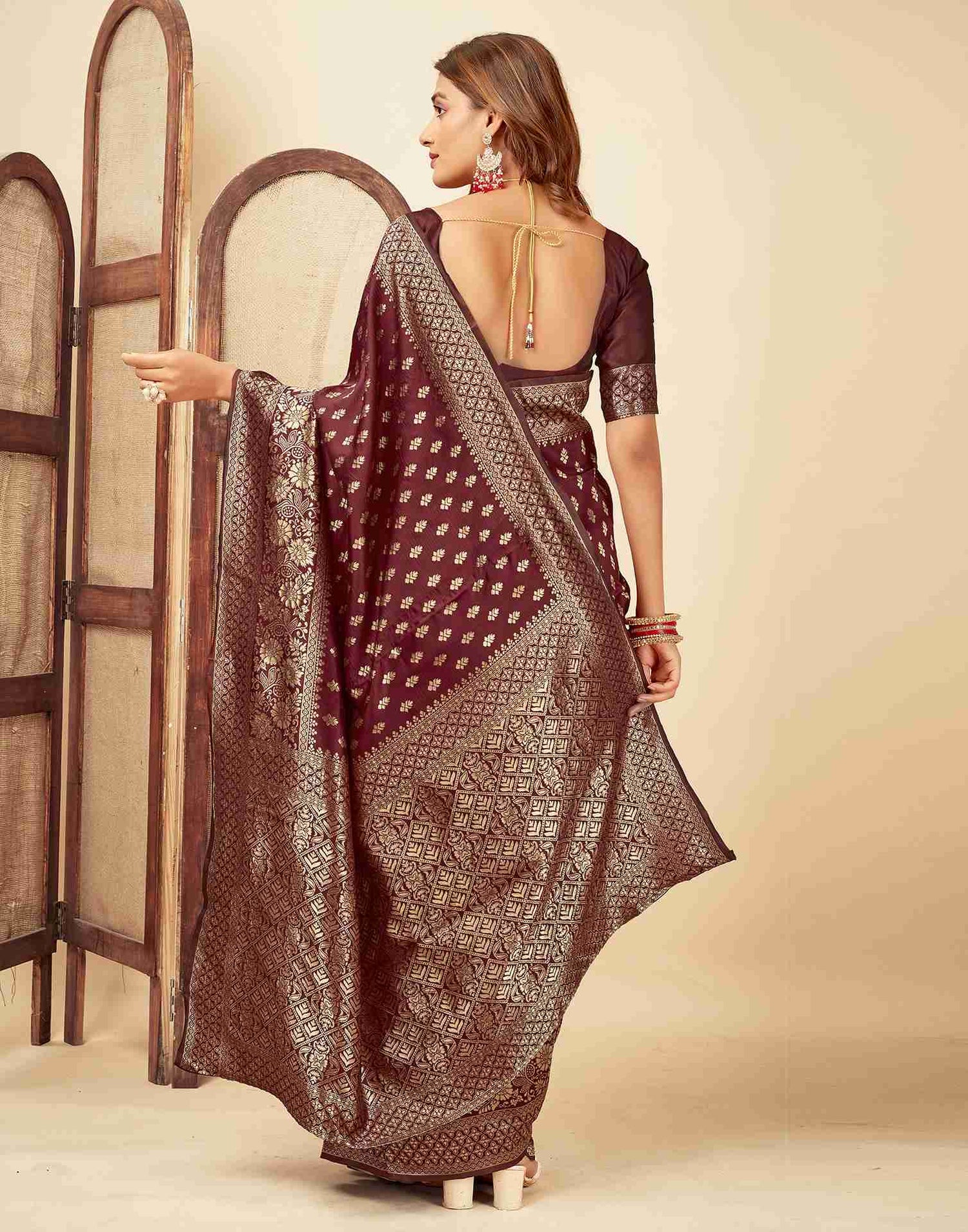 Maroon Banarasi Silk Saree