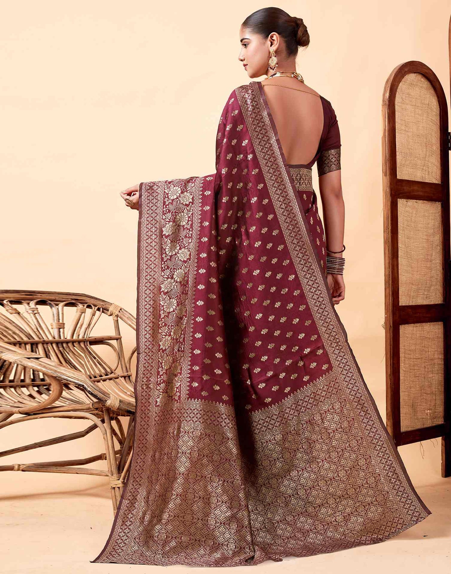 Maroon Banarasi Silk Saree